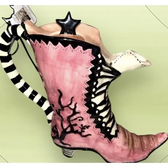 Blue Sky Clayworks Pink High Heels Halloween DecorWitch Boot Teapot Collectible - Picture 8 of 8